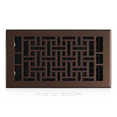 Decor Grates Metal Oriental Decorative Air Vent Cover 6x12 Floor Register  Adjustable Control Lever  AC Floor Vent Covers for Home Floor Vents  Fits 6 x 12 Inch Opening  Rubbed Bronze (AJH612-RB)