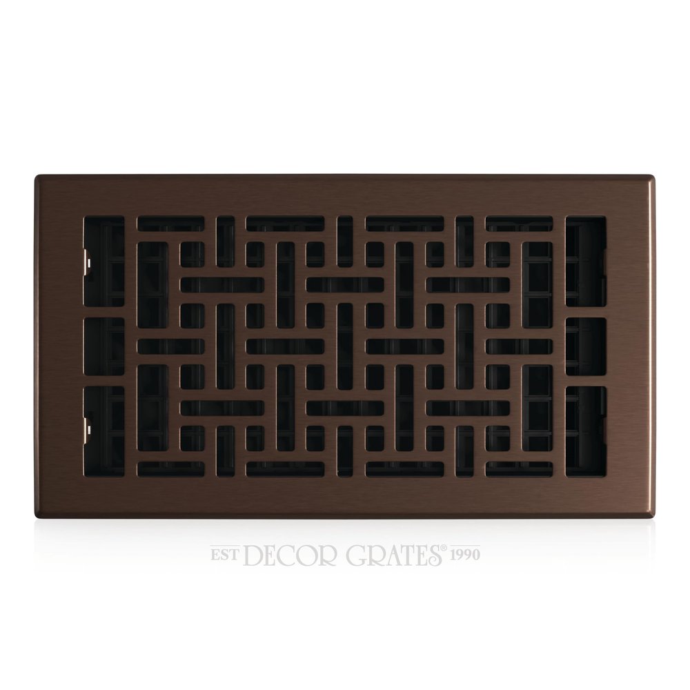 Decor Grates Metal Oriental Decorative Air Vent Cover 6x12 Floor Register  Adjustable Control Lever  AC Floor Vent Covers for Home Floor Vents  Fits 6 x 12 Inch Opening  Rubbed Bronze (AJH612-RB)