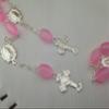 25 Pc Baptism Favors Mini Rosaries Frosted Pink with Silver Plated Accents/communion Favors Recuerditos De Bautismo/ Christening Favors/ Decenarios/ Decades/ Finger Rosaries view 4