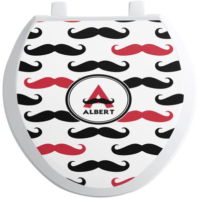 YouCustomizeIt Personalized Mustache Print Toilet Seat Decal - Elongated