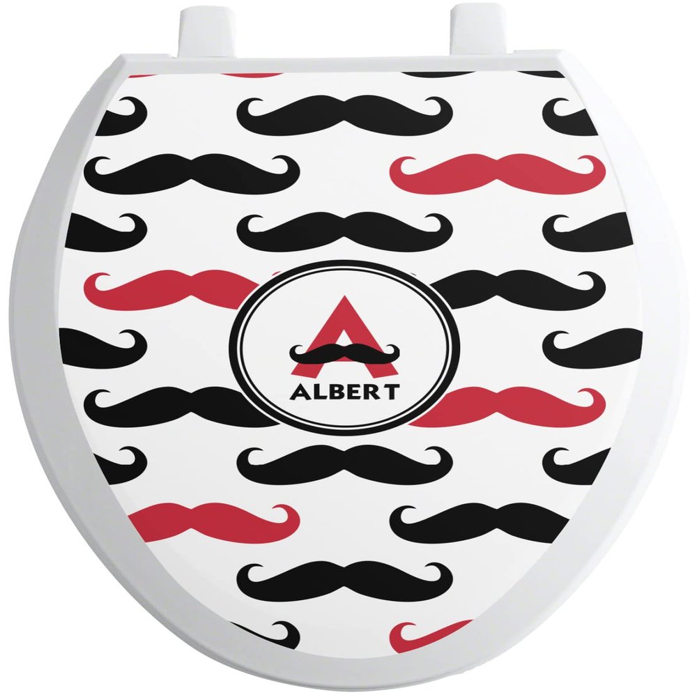 YouCustomizeIt Personalized Mustache Print Toilet Seat Decal - Elongated