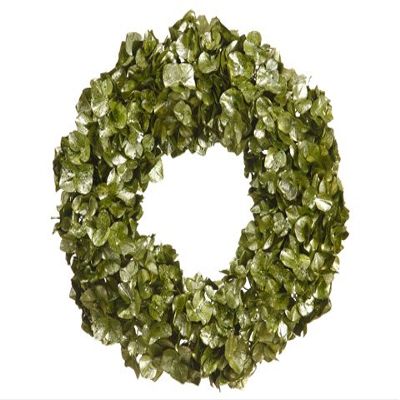 21" Glittered Metallic Hydrangea Wreath Green