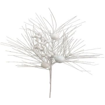 20" Glittered Berry/Long Needle Spray White (pack of 12)