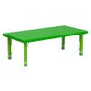 Flash Furniture Wren 24''W x 48''L Rectangular Green Plastic Height Adjustable Activity Table view 1