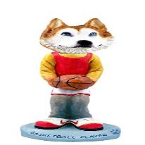Husky Red & White w/Blue Eyes Basketball Doogie Collectable Figurine