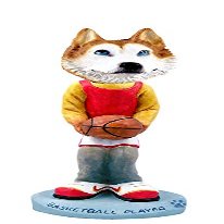 Husky Red & White w/Blue Eyes Basketball Doogie Collectable Figurine