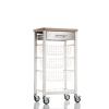 DON HIERRO - Rolling cart for Kitchen with Drawer ONDA. White, Stainless Steel -elm Color view 1