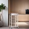 DON HIERRO - Rolling cart for Kitchen with Drawer ONDA. White, Stainless Steel -elm Color view 2