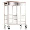 DON HIERRO - Kitchen Storage Rolling Cart, ONDA Double. White - Stainless Steel - Elm Wood Color view 2