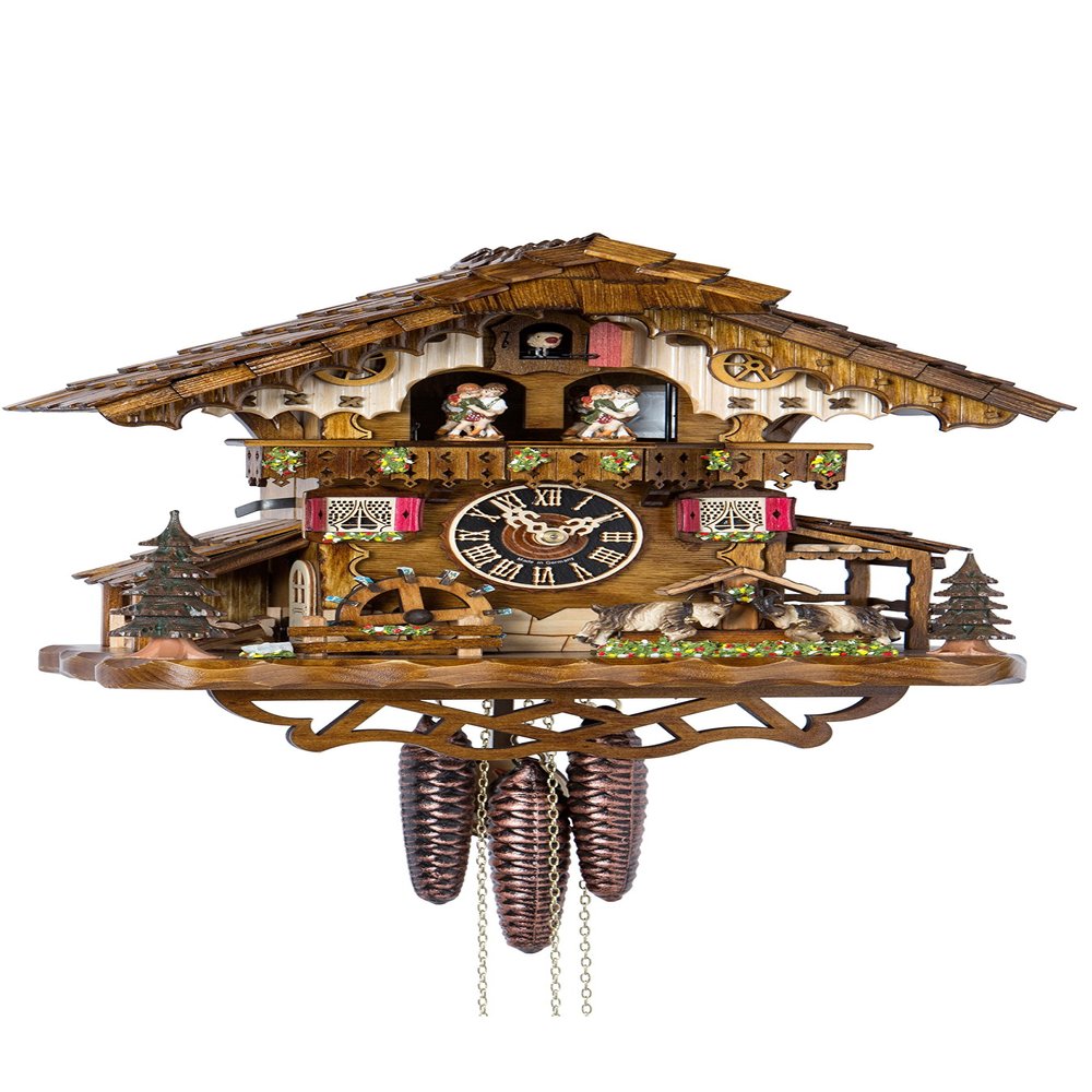 Hnes Cuckoo Clock Black Forest House, Turning Mill-Wheel
