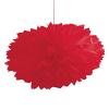 Club Pack of 36 Classic Red Fluffy Hanging Tissue Ball Party Decorations 16" view 1