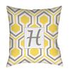 Manual Woodworkers & Weavers Square Throw Pillow, 14-Inch, Monogrammed Letter H, Yellow Honeycomb view 1