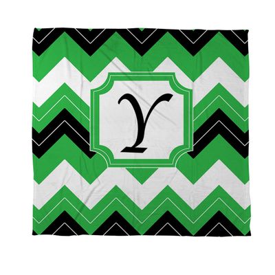 Manual Woodworkers & Weavers Coral Fleece Throw, 50 by 60-Inch, Monogrammed Letter Y, Black Chevron