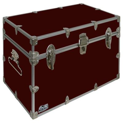 C&N Footlockers - Large Undergrad Storage Trunk - Made in the USA - Only STEEL Footlocker on Amazon - Durable Chest with Lid Stay - 32 x 18 x 16.5 Inches (Maroon)