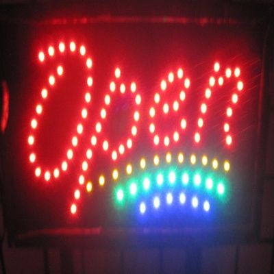CONSTRUCTOR 10"x19" Animated LED Neon Light Open 03 Sign, 2 On/Off Switches + Chain