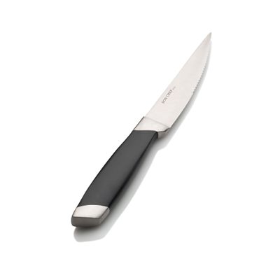 Bon Chef S936 Solid Stainless Steel Gaucho Steak Knife with 5" Pointed Tip Blade and Stainless Steel Polypropylene Handle (Pack of 12)
