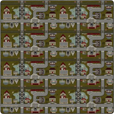 Flagship Carpets Places to Go Play Carpet Rug for Home or School Learning Area, Childrens Classroom, Kid's Bedroom or Playroom, Square, 12' x 12', Tranquility