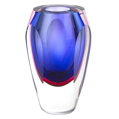Badash J515 Astra Murano Style Art Glass Purple Vase, 6.5" x 3.75" x 3.75"