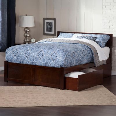 AFI, Orlando King Platform Bed with Footboard & Storage Drawers, Walnut