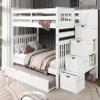 Bedz King Stairway Bunk Beds Full Over Full, 4 Step Drawers, Full Trundle, White view 1
