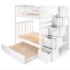 Bedz King Stairway Bunk Beds Full Over Full, 4 Step Drawers, Full Trundle, White view 3