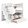 Bedz King Stairway Bunk Beds Full Over Full, 4 Step Drawers, Full Trundle, White view 4