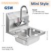 ACE HS-0810WG Mini Wall Mount Hand Sink with Faucet & Strainer, ETL Certified view 2