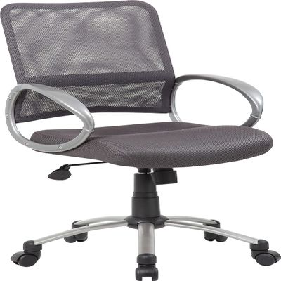 Boss Office Products Mesh Back Task Chair with Pewter Finish in Charcoal Grey (B6416-CG)