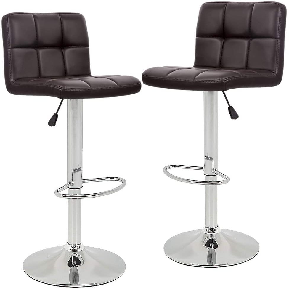 2 Brown Modern Adjustable Counter Swivel Pub Style Bar Stools / Barstools (Brown)