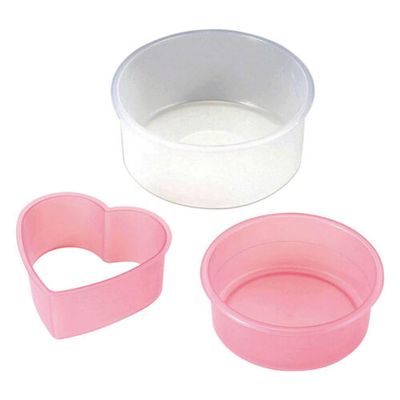 Tiger Crown 3550 Microwave Cooking Utensils, White, Pink, 9.4 x 4.1 inches (238 x 104 mm), PC Sponge Cake Set, Polypropylene, Round, Heart Shape, Pack of 3