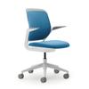 Steelcase Cobi Office Chair: Arms with Soft Arm Caps, White Frame, and Blue Jay Fabric with Standard Carpet Casters view 1