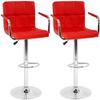 2 Red Modern Adjustable Counter Swivel Pub Style Bar Stools / Barstools (Red) view 1