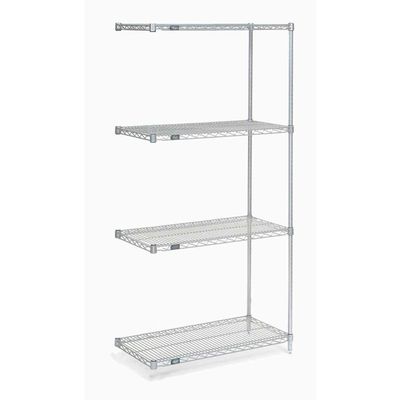 Nexel Poly-Z-Brite 5 Tier Wire Shelving Add-On Unit, 48" W x 21" D x 63" H
