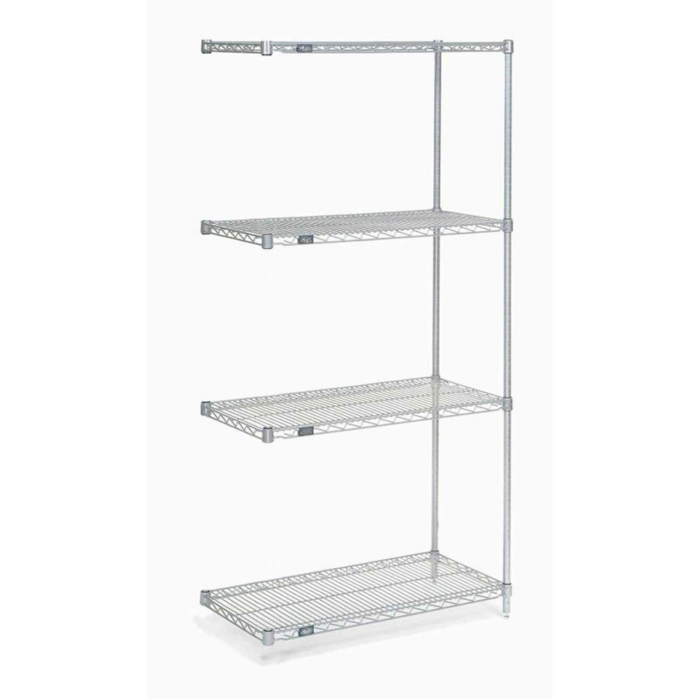 Nexel Poly-Z-Brite 5 Tier Wire Shelving Add-On Unit, 48" W x 21" D x 63" H