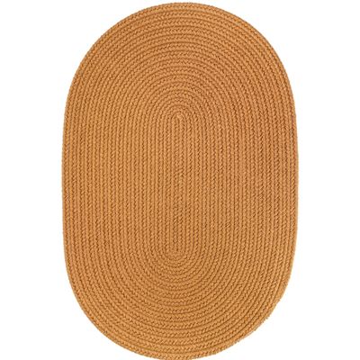 Super Area Rugs Maui Solid Braided Rug Indoor/Outdoor Washable Reversible Carpet, New Gold, 4' X 6' Oval