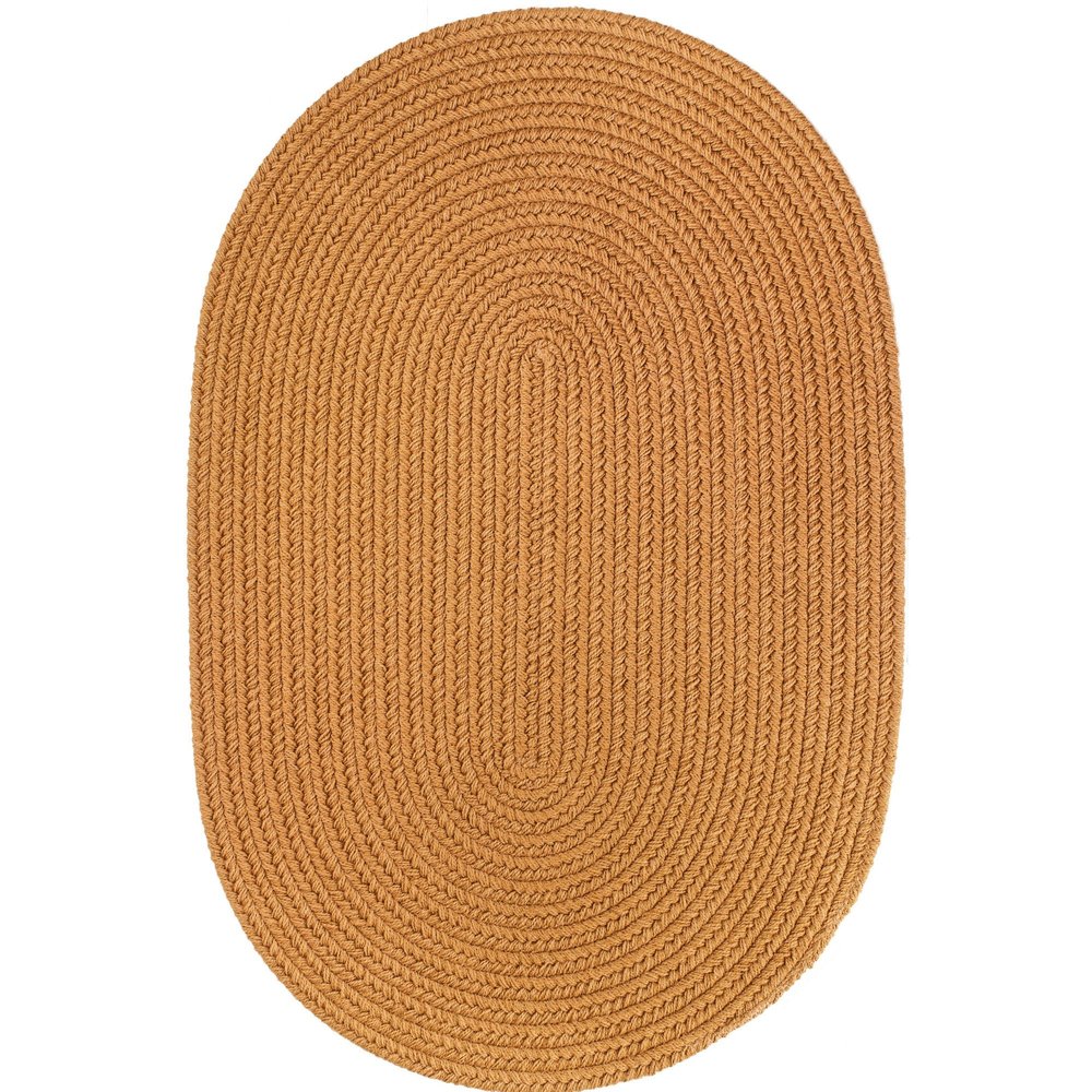 Super Area Rugs Maui Solid Braided Rug Indoor/Outdoor Washable Reversible Carpet, New Gold, 4' X 6' Oval