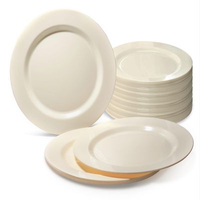 " OCCASIONS " 120 Plates Pack, Heavyweight Disposable Wedding Party Plastic Plates (6.25'' Dessert/Bread Plate, Plain Ivory)