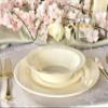 " OCCASIONS " 120 Plates Pack, Heavyweight Disposable Wedding Party Plastic Plates (6.25'' Dessert/Bread Plate, Plain Ivory) view 2