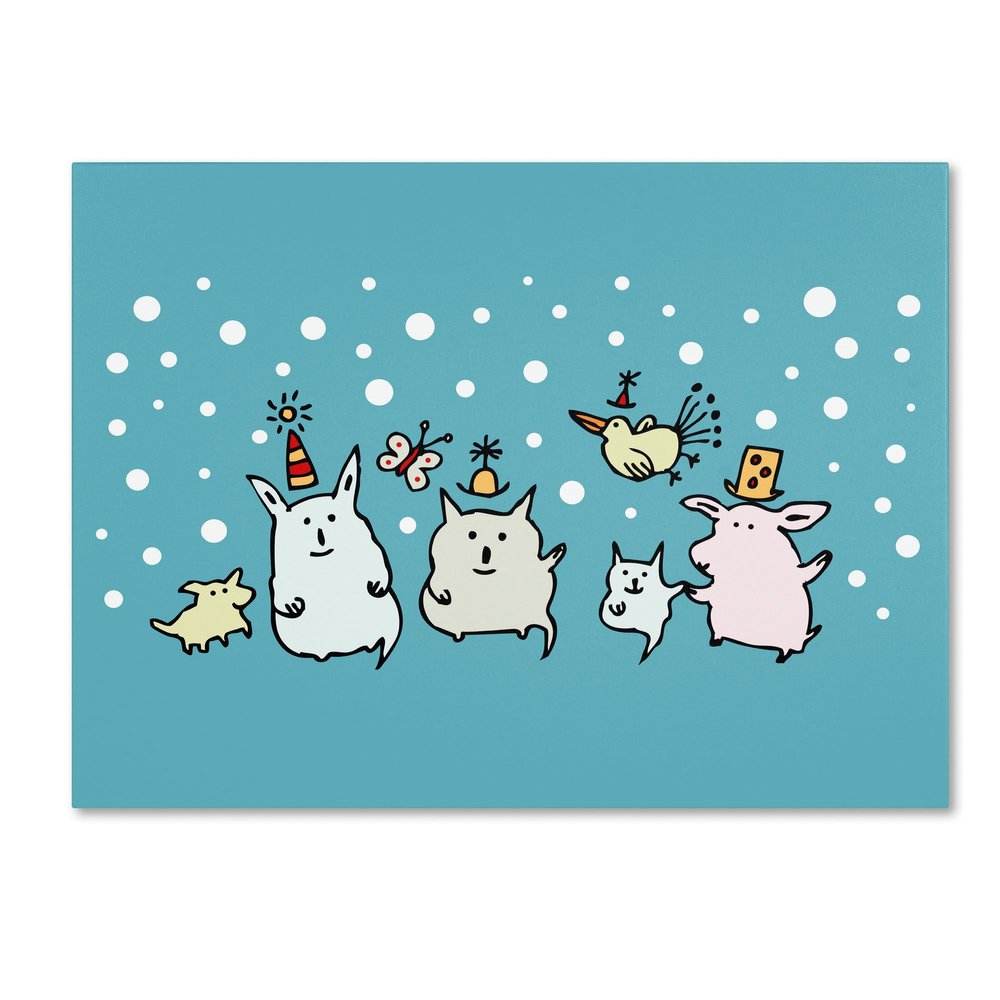 Trademark Fine Art "Christmas Creatures in Blue" Artwork by Carla Martell, 18 by 24-Inch