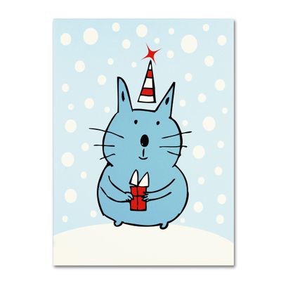 Trademark Fine Art "Christmas Snow Cat" Artwork by Carla Martell, 18 by 24-Inch