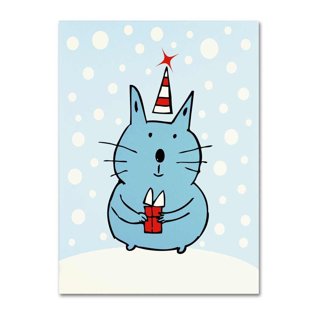 Trademark Fine Art "Christmas Snow Cat" Artwork by Carla Martell, 18 by 24-Inch