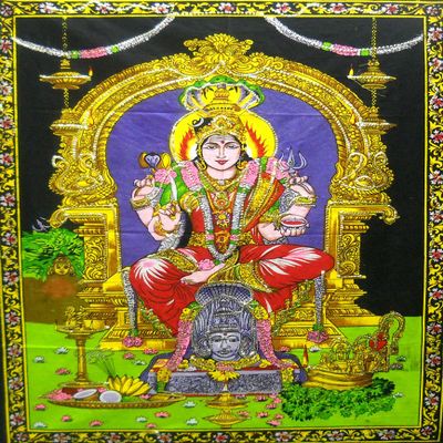 Crafts of India Mariamman/Hindu Batik Cotton Wall Painting 40" X 30"