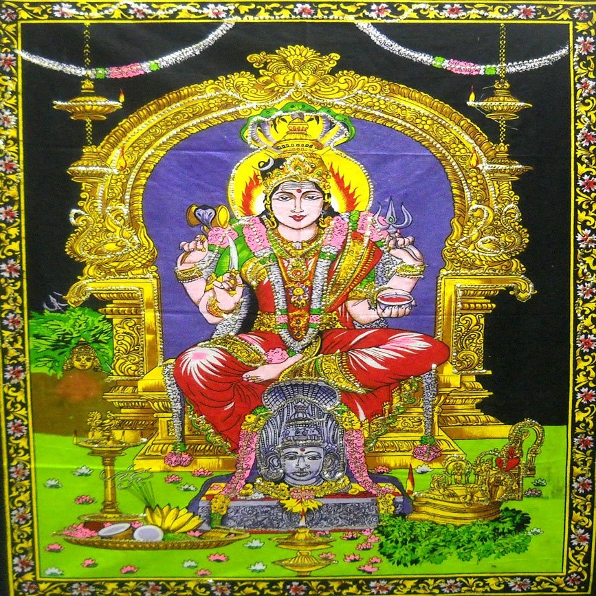 Crafts of India Mariamman/Hindu Batik Cotton Wall Painting 40" X 30"