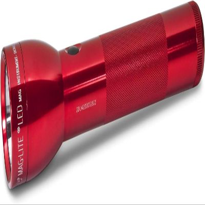 Maglite ML300L LED 2-Cell D Flashlight, Adjustable Focus, Long Battery Life, Water-Resistant, Tactical and Emergency Use  Red