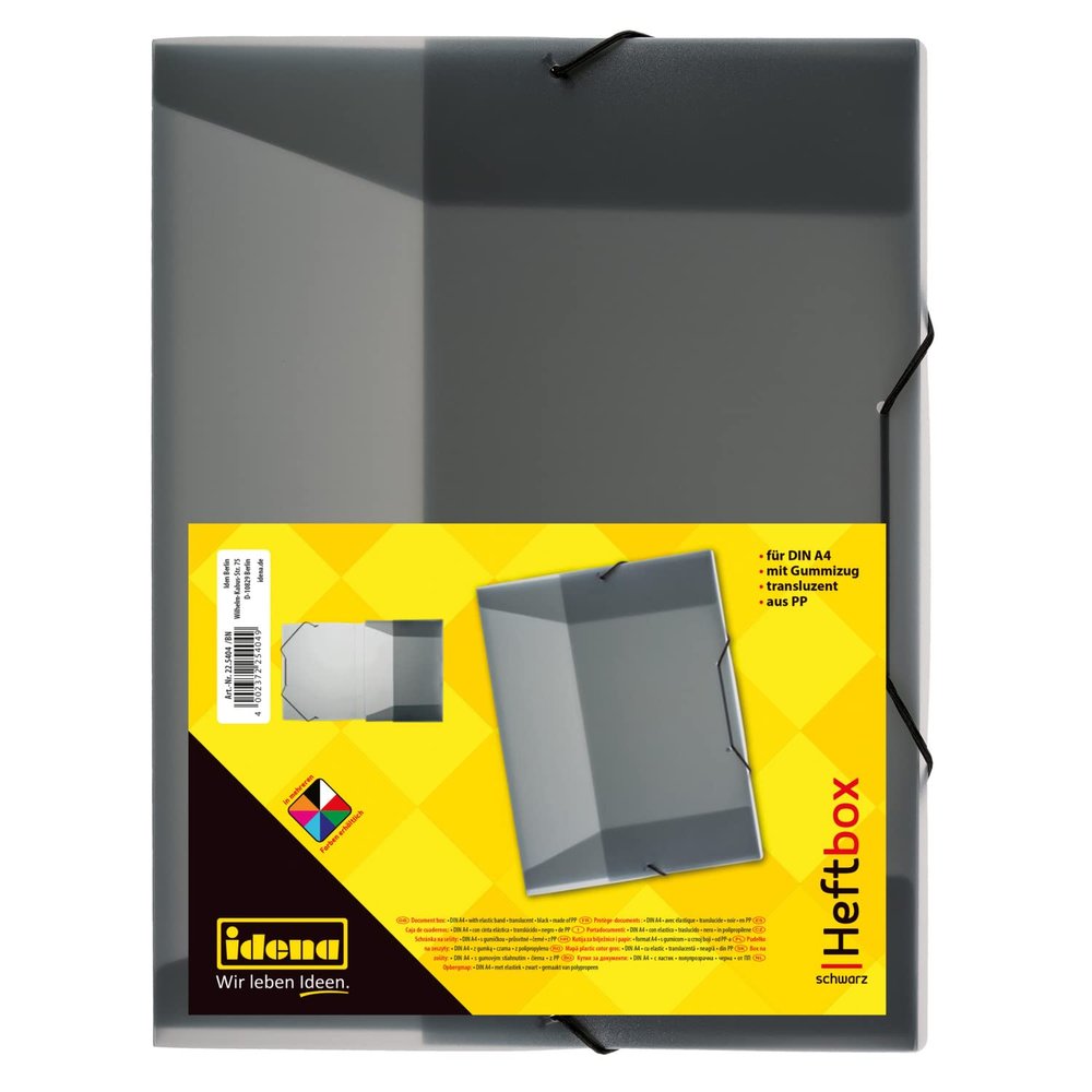 idena DIN Box File with Elastic Strap a4 Black