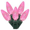 Vickerman 100 Light C6 LED Light Set Pink Lights on Green Wire view 1