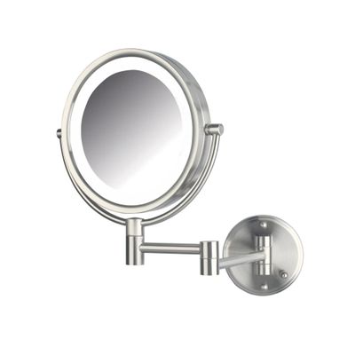 JERDON Wall-Mounted Vanity Mirror with Lights - Hard Wired Makeup Mirror with 8X Magnification & Nickel Finish - Direct Wire Model HL88NLD