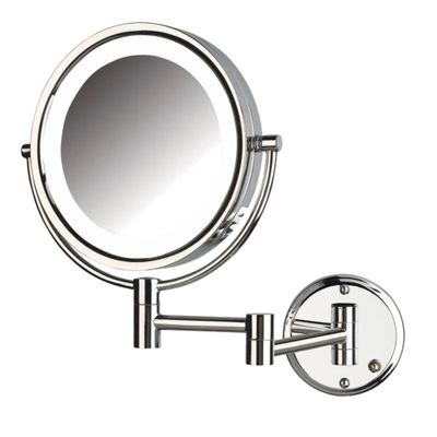 JERDON Wall-Mounted Vanity Mirror with Lights - Hard Wired Makeup Mirror with 8X Magnification & Chrome Finish - Direct Wire Model HL88CLD