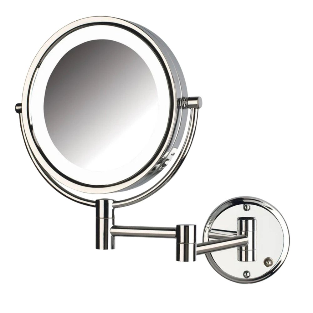 JERDON Wall-Mounted Vanity Mirror with Lights - Hard Wired Makeup Mirror with 8X Magnification & Chrome Finish - Direct Wire Model HL88CLD