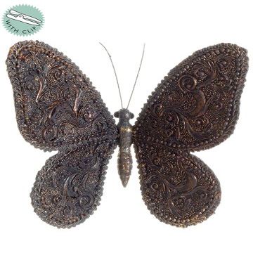 Arcadia Silk Plantation 5" Wx6.5 L Butterfly w/Clip Bronze (Pack of 12)